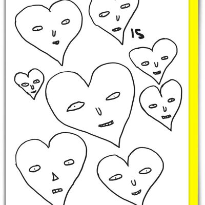 Carte d'anniversaire humoristique de David Shrigley : L'amour est bizarre