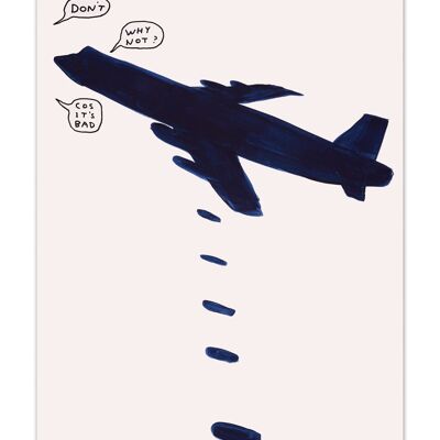 Postal artística A6 divertida de David Shrigley - Bombas malas