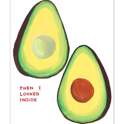 Postal artística A6 divertida de David Shrigley: Aguacate encantado