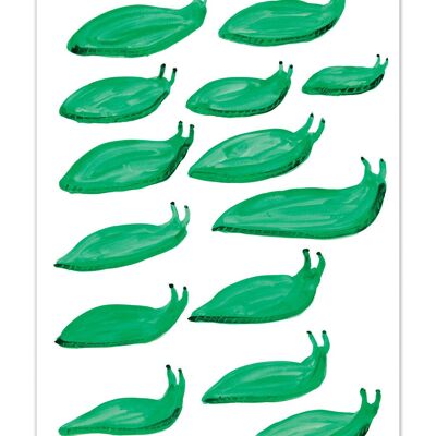 Carte postale humoristique A6 de David Shrigley : Défilé des limaces