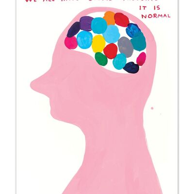 Postal artística A6 divertida de David Shrigley - Pensamientos estúpidos