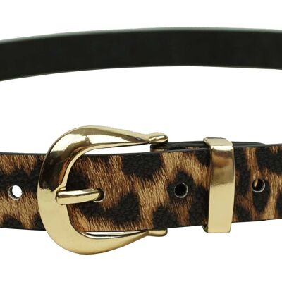 Cintura con stampa leopardata e fibbia dorata CT3948