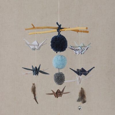 Mobile de chambre d'enfant en origami « Ciel bleu »