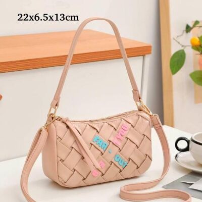 Bolso de Mano Sintético y Trenzado con Asa Corta B2B