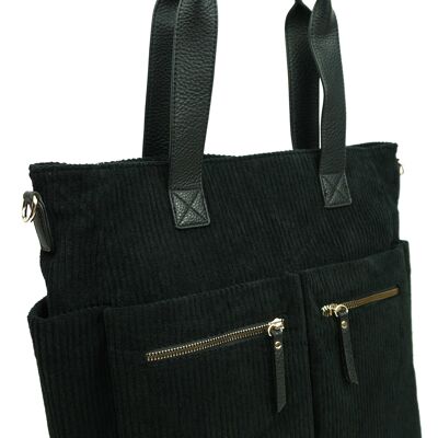 Sac porté épaule multipoches en velours 2401051