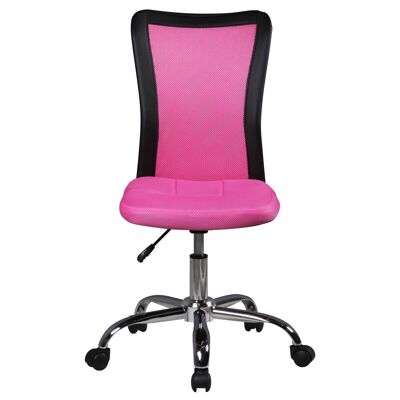 Chaise de bureau pour enfants SALERNO pour enfants à partir de 6 ans avec dossier et roulettes. Chaise pivotante pour enfant. Chaise de bureau ergonomique pour enfants réglable en hauteur. Chaise jeunesse pour filles et garçons. Chaise de chambre d'enfant rose.