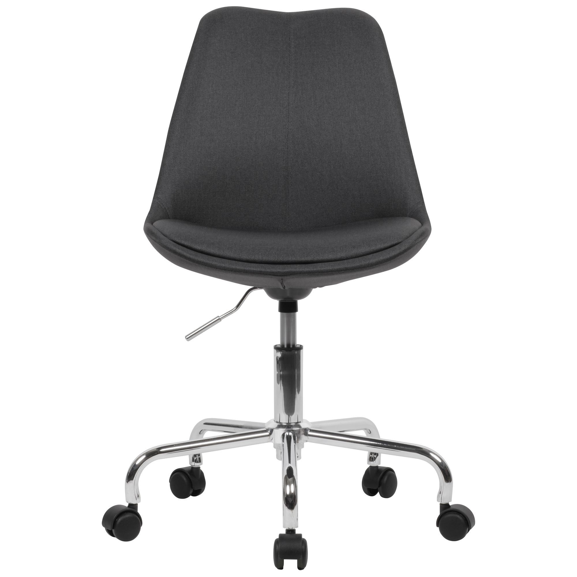 Black fabric office chair, designer swivel chair with backrest, work chair with maximum load of 110 kg, bucket chair with wheels, swivel chair