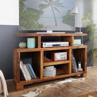 Sheesham solid wood sideboard 115 x 76 x 40 cm country style, TV chest with storage compartments, TV cabinet sideboard real wood with 4 legs
