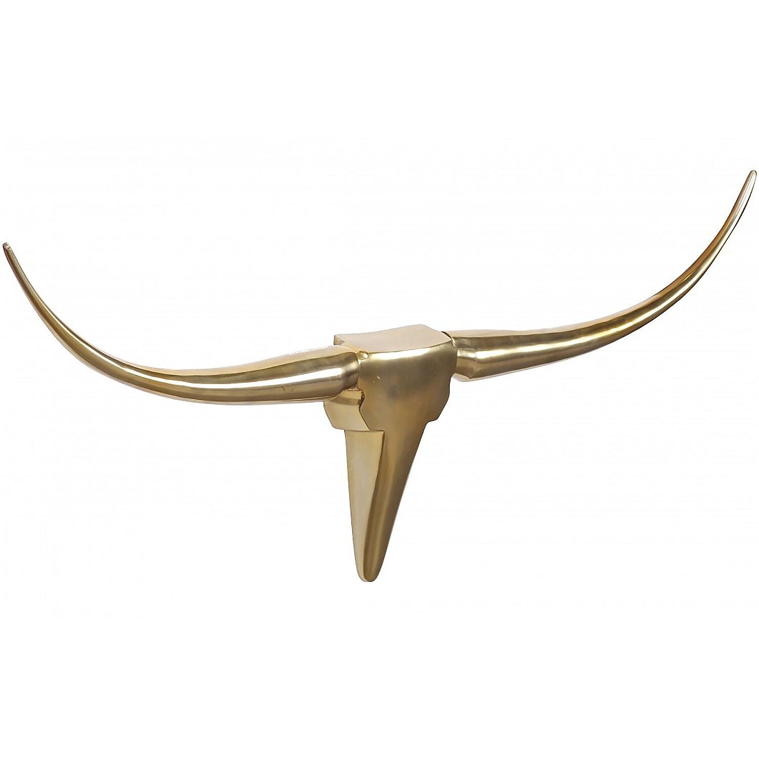Bois de taureau décoratif M WL1.392 cornes design en aluminium doré 100 cm, décoration murale tête de taureau corne moderne, sculpture murale bois trophée de chasse métal, décoration murale longue corne grande