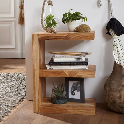 Table d'appoint MUMBAI en bois massif d'acacia E Cube 60 cm de hauteur table de salon design marron style maison de campagne table basse