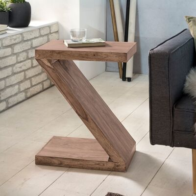 Table d'appoint MUMBAI en bois d'acacia massif Z Cube 60 cm de hauteur table basse design marron style campagnard table basse