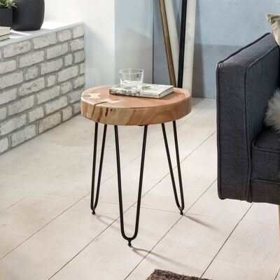 Table d'appoint en acacia massif BAGLI 30 x 30 cm table de salon table d'appoint en bois massif table en bois véritable bord d'arbre
