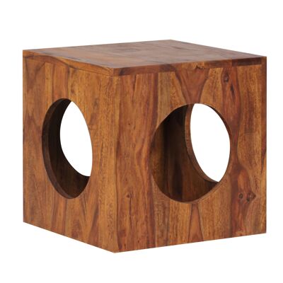 Table d'appoint MUMBAI en bois massif de Sheesham 35x35x35 cm Table basse cube, table de rangement au design moderne, petite table en bois en forme de cube, table décorative carrée avec espace de rangement