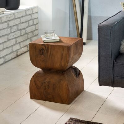 Table d'appoint WL1.Table décorative rustique en bois de sheesham massif 562 cm, 30 x 45 x 30 cm, marron | Petite table en bois véritable, table de rangement, table basse