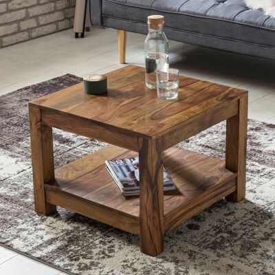 Table basse MUMBAI en bois massif Sheesham 60 x 60 cm table de salon design marron foncé style maison de campagne table d'appoint