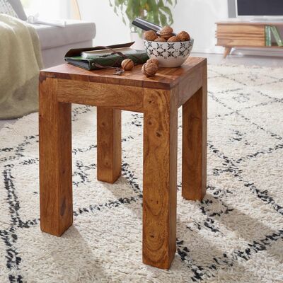Table d'appoint MUMBAI en bois massif de Sheesham 35 x 35 cm table de salon design marron foncé style campagnard table basse