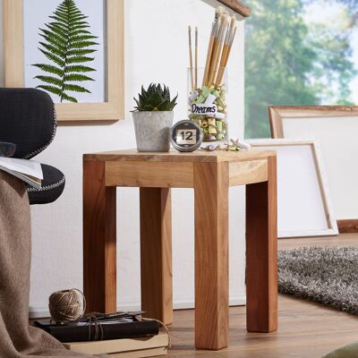 Table d'appoint MUMBAI en bois massif d'acacia 35 x 35 cm table de salon design marron foncé style campagnard table basse