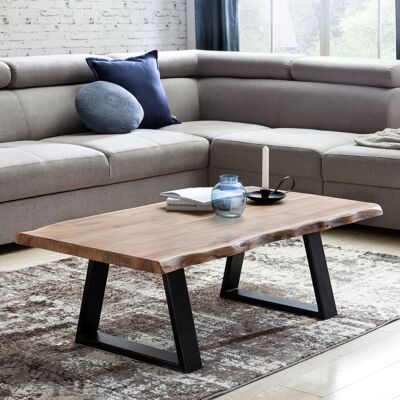 Table basse GAYA en bois d'acacia massif, table de salon tronc d'arbre 115 x 40 x 60 cm, table d'appoint de style campagnard