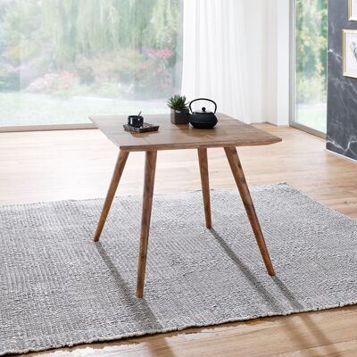 Table à manger REPA 80 x 80 x 76 cm en bois massif rustique de Sheesham, table à manger design maison de campagne, table à manger carrée, 4 personnes