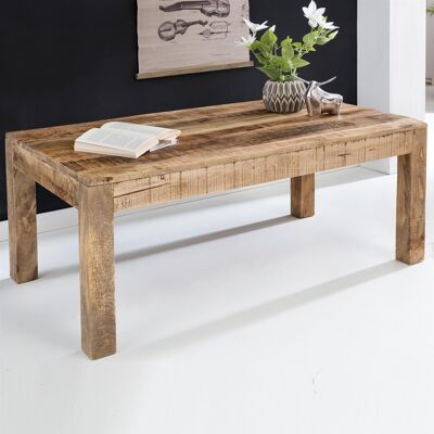 Table basse 110 x 60 x 47 cm en bois de manguier massif naturel, table de salon style campagnard table basse rustique, table en bois massif salon