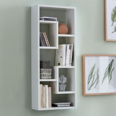 Wall shelf white 36x90x13.5 cm wooden design hanging shelf modern, wall shelf floating, wooden shelf for the wall, narrow bookcase, decorative floating shelf high