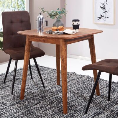 Table à manger WL5.Table en bois massif 571 Sheesham 80x78x80 cm, table de cuisine design en bois, table en bois massif rustique, table à manger en bois véritable massif moderne