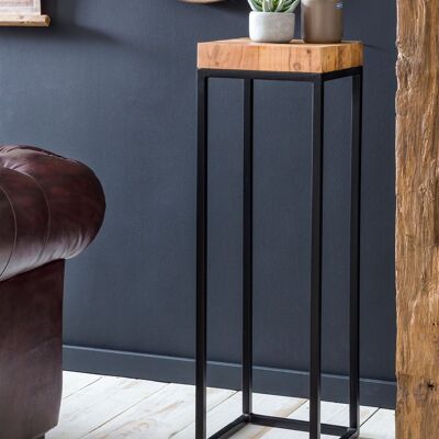 Table d'appoint 30 x 97 x 30 cm WL5.654 Table d'appoint haute en métal acacia, table de salon de style industriel, table en bois avec pieds en métal, table d'appoint table à fleurs table décorative en bois naturel