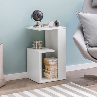 Table d'appoint WL5.696 35x29.Table d'appoint design en bois blanc 5x60 cm, petite table basse moderne, petite table de salon carrée, table de rangement haute pour canapé, table étroite pour salon