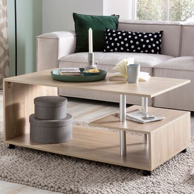 Table basse design WL5.735 105 x 48Table basse pivotante Sonoma 5 x 60 cm avec roulettes, table basse, table basse, table basse en bois, table basse avec rangement