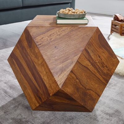 Mesa de centro 57x42.Mesa de centro moderna de madera maciza de sheesham de 5 x 57 cm, mesa de centro en forma de diamante, mesa de madera maciza para sala de estar, mesa de madera auténtica