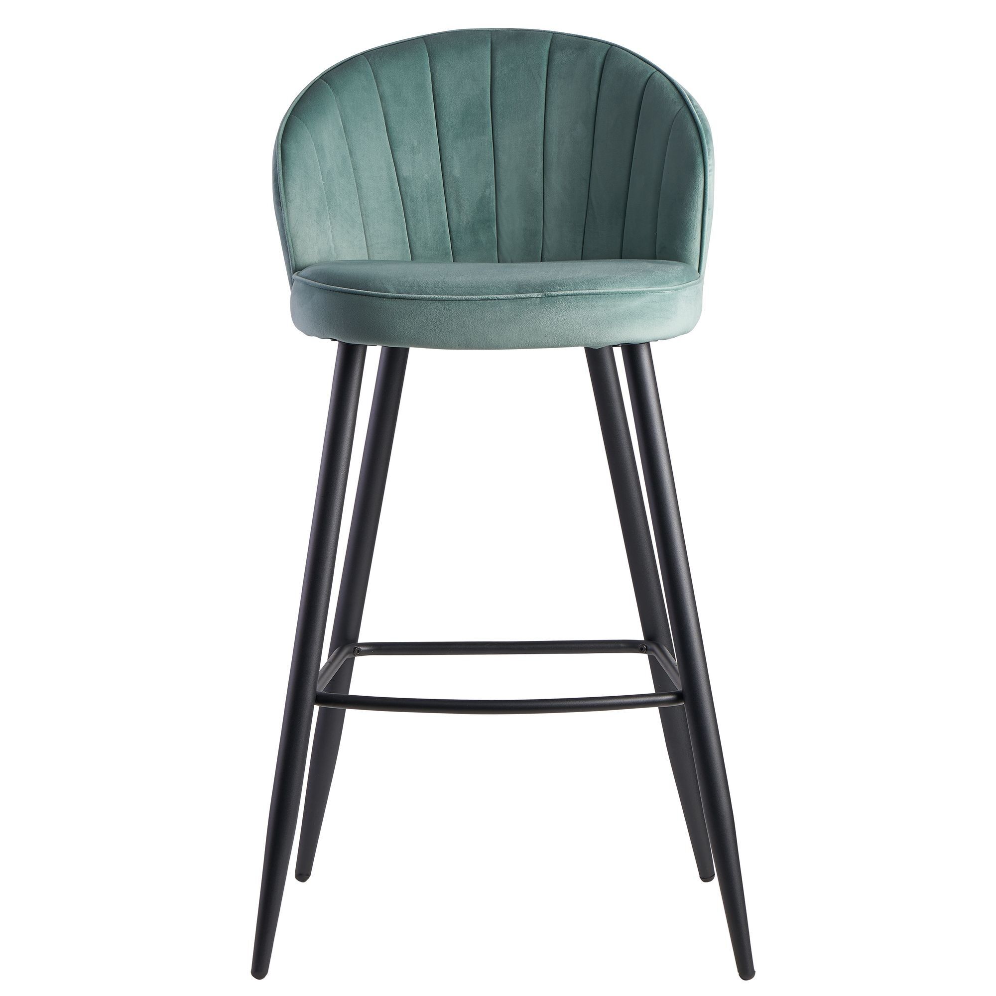 Bar stool velvet light green stool with backrest 56x102.5x52.5 cm, kitchen stool Scandinavian fabric/metal 110 kg, design bar stool, bistro stool upholstered