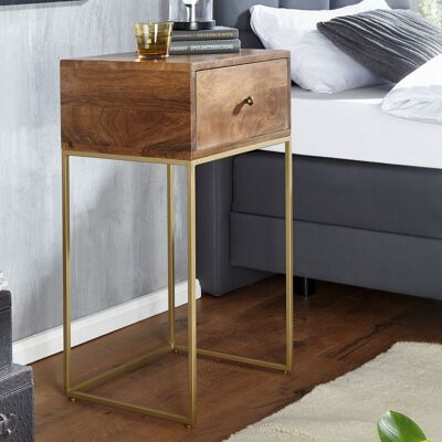 Table de chevet en manguier bois massif/métal 40x75.Table de chevet 5x35 cm, lit à sommier tapissier, table de chevet design avec tiroir, table de chevet avec espace de rangement