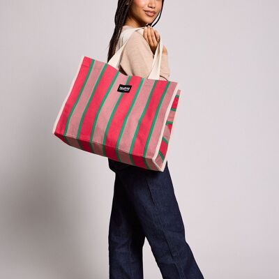 Bolso Tote de Rayas Fucsia - 10 años