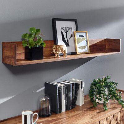Wall shelf 120x15x20 cm Sheesham solid wood hanging shelf modern floating, large design floating shelf, hanging shelf living room, bookshelf wall