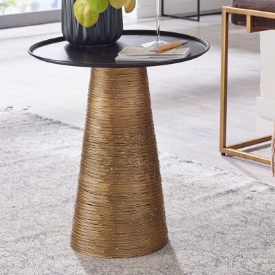 Table d'appoint noire dorée 40x40x45 cm table d'appoint en aluminium, petite table basse ronde en métal, table de salon moderne canapé, table basse haute