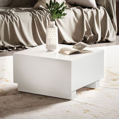 Table basse MONOBLOC 60x60x35 cm blanc brillant, table basse carrée Cube, table basse design, table basse lounge forme cube