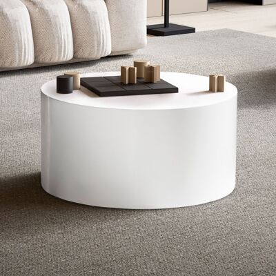 Table basse MONOBLOC 60x60x30 cm blanc brillant, table basse ronde design, table de salon simple, table basse moderne