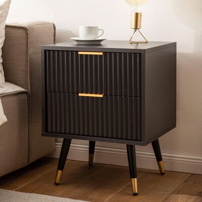 Table de chevet noire avec décor en chêne 43.Table de chevet moderne 5 x 39 x 56 cm, lit à sommier tapissier avec tiroirs, table de chevet avec espace de rangement