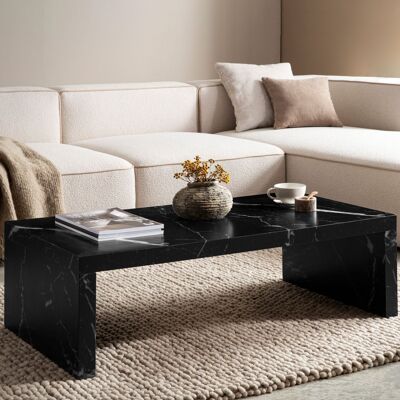 Table basse 110x55x35 cm Table basse noire aspect marbre Table basse au design intemporel Table basse rectangulaire Table basse simple Grande