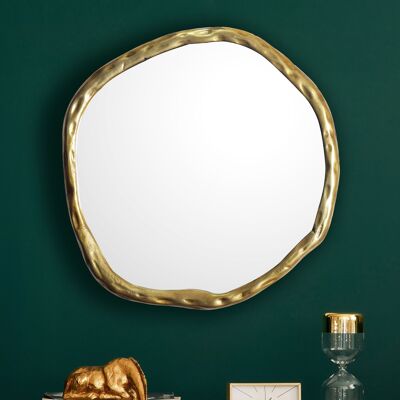 Specchio da parete asimmetrico 60x60 cm design in metallo specchio sospeso oro, specchio decorativo in alluminio informe con cornice, grande specchio da parete, specchio da ingresso specchio guardaroba moderno