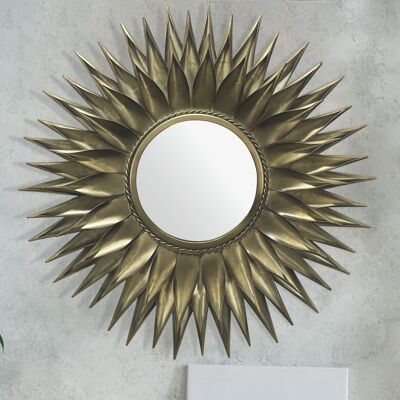 Specchio da parete sole 74 cm design in metallo specchio pensile ottone anticato, specchio decorativo in ferro rotondo, specchio da parete grande, specchio da ingresso specchio da guardaroba moderno