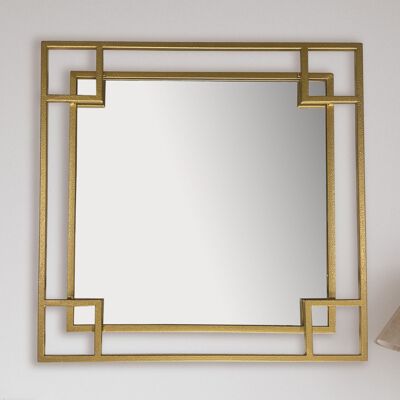 Specchio da parete 60x60 cm design in metallo specchio sospeso oro, specchio decorativo quadrato in ferro con cornice, specchio da parete piccolo, specchio da ingresso, specchio da guardaroba moderno