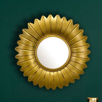 Specchio da parete girasole 60 cm design in metallo specchio sospeso oro, specchio decorativo in ferro fiore rotondo, grande specchio da parete fiore, specchio da ingresso specchio guardaroba moderno