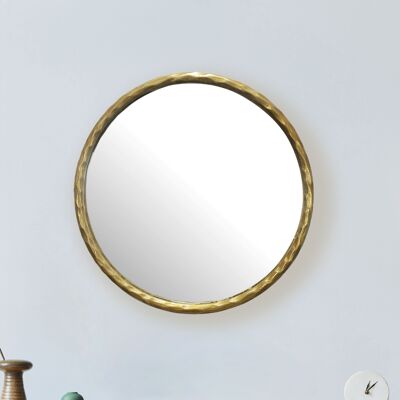 Miroir mural 60 cm design en métal doré, miroir décoratif rond avec cadre, grand miroir mural, miroir d'entrée, miroir de garde-robe moderne