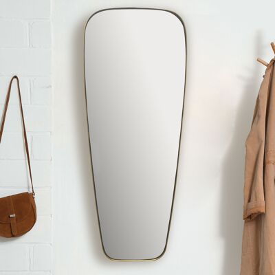 Wall mirror 38x100 cm metal design hanging mirror gold, iron decorative mirror rectangular rounded with frame, large wall mirror, hall mirror oblong, modern wardrobe mirror