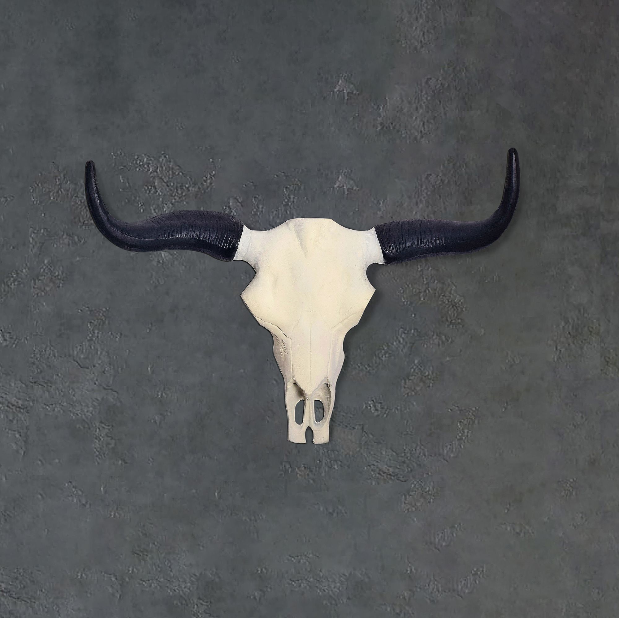 Crâne de buffle décoratif en bois de cerf blanc 55.Tête de taureau design en aluminium de 5 cm, décoration murale en corne moderne, sculpture murale avec cornes, trophée de chasse en bois de cerf en métal, grande décoration murale