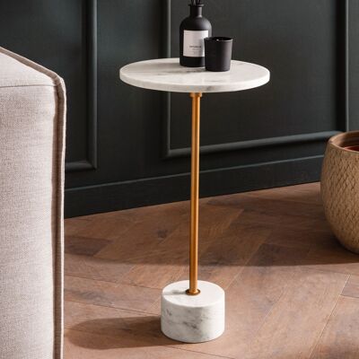 Table d'appoint en métal véritable marbre 30x30x55.Table d'appoint 5 cm or blanc, petite table d'appoint ronde, table de salon canapé moderne, table haute en marbre