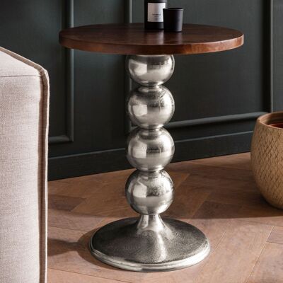 Table d'appoint en bois massif de manguier métal 50x50x61.Table d'appoint 5 cm, petite table d'appoint ronde, table de salon canapé moderne, table basse haute