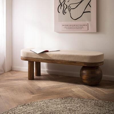 Banco 140x40x47 cm mango madera maciza/tela