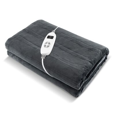 Manta eléctrica Furntiturelive con control remoto, 9 niveles de calor, temporizador de 9 horas, protección contra sobrecalentamiento, 181 x 136 cm, gris